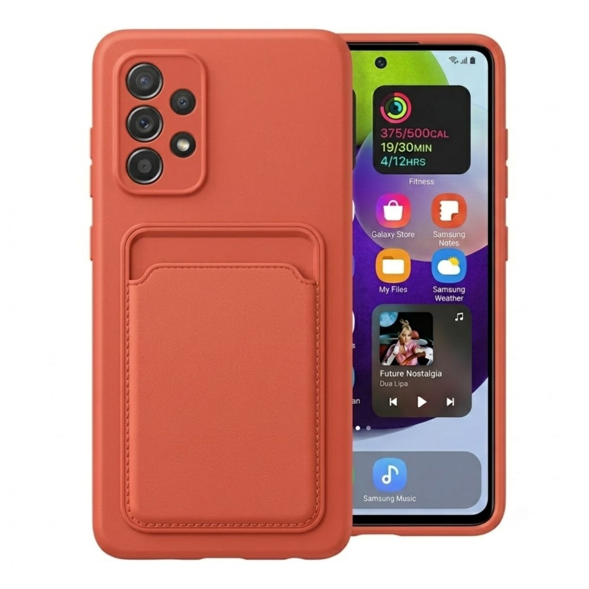 Detaliu husă Flippy Galaxy A52 portocaliu