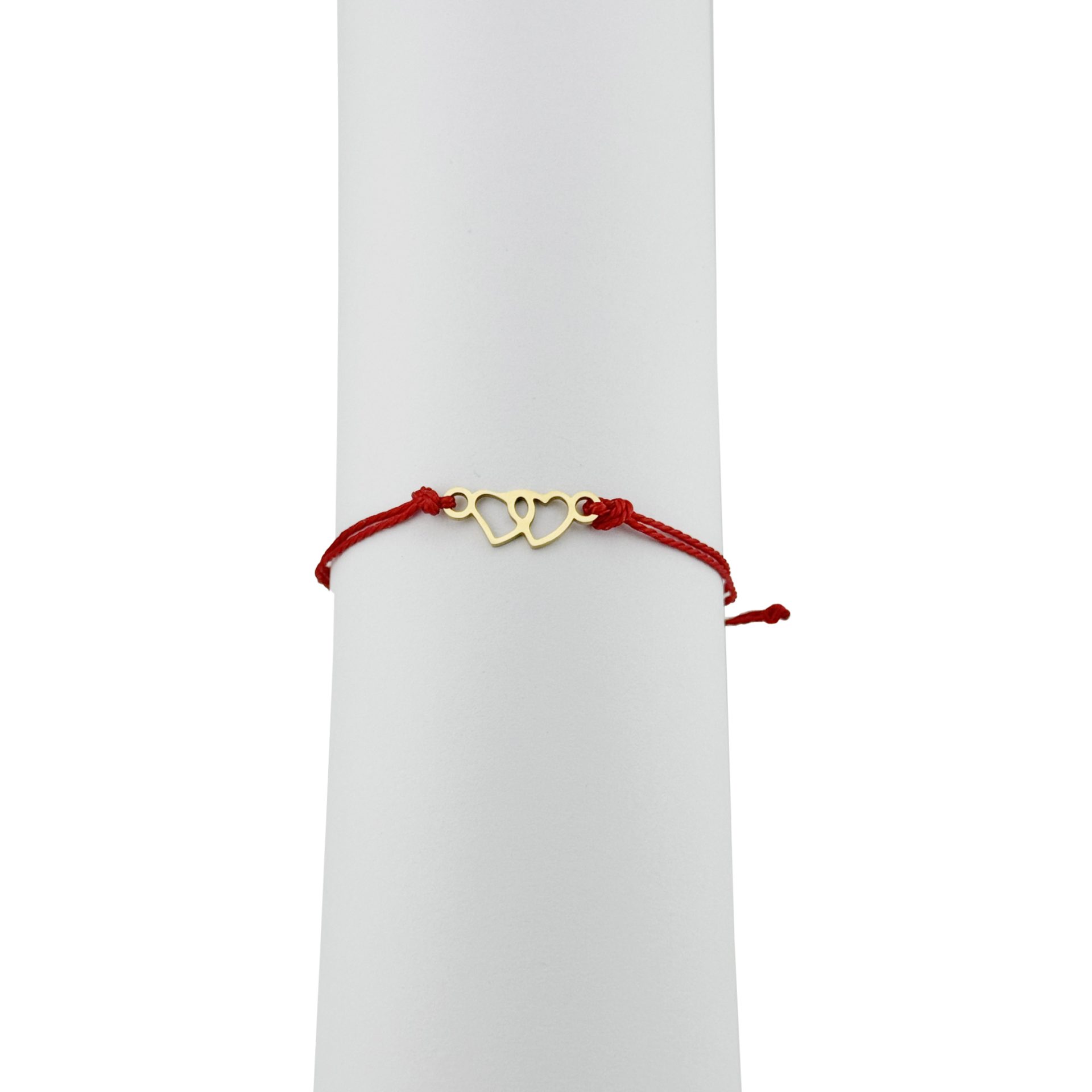 Bratara Martisor pentru Dama, Jolie, Model Inima, Set 12 bucati, Pandativ din Inox Auriu, Snur Ajustabil Impletit, Rosu 3