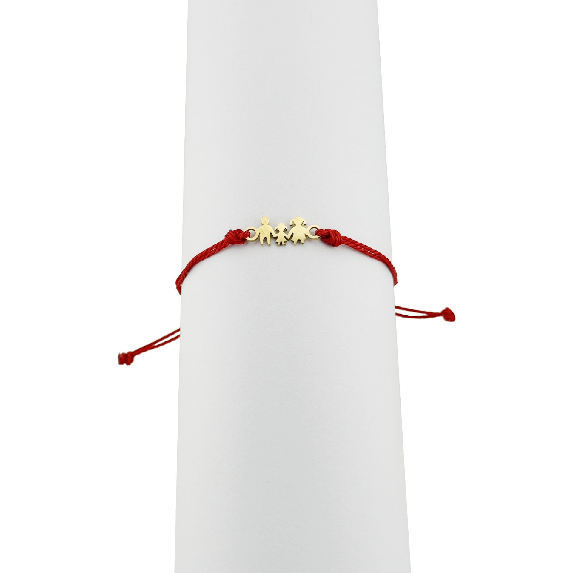 Bratara Martisor pentru Dama, Jolie, Model Familie, Set 12 bucati, Pandativ din Inox Auriu, Snur Ajustabil Impletit, Rosu 3