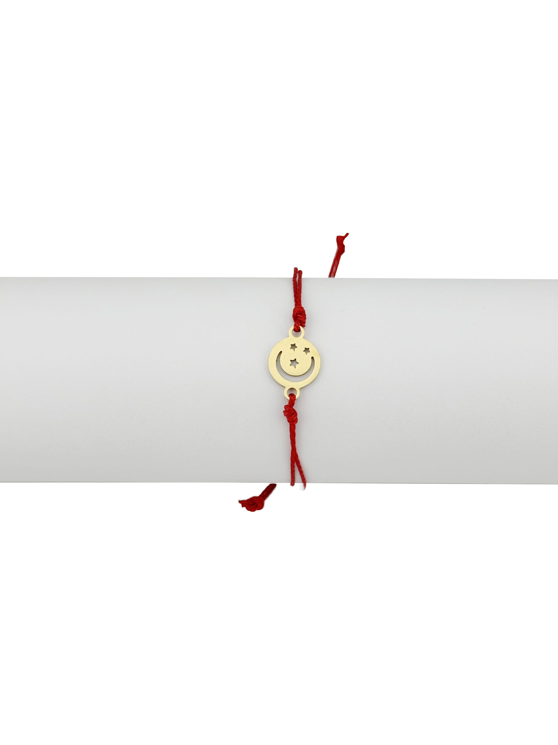 Bratara Martisor pentru Dama, Jolie, Model Luna cu Stele, Set 12 bucati, Pandativ din Inox Auriu, Snur Ajustabil Impletit, Rosu 3