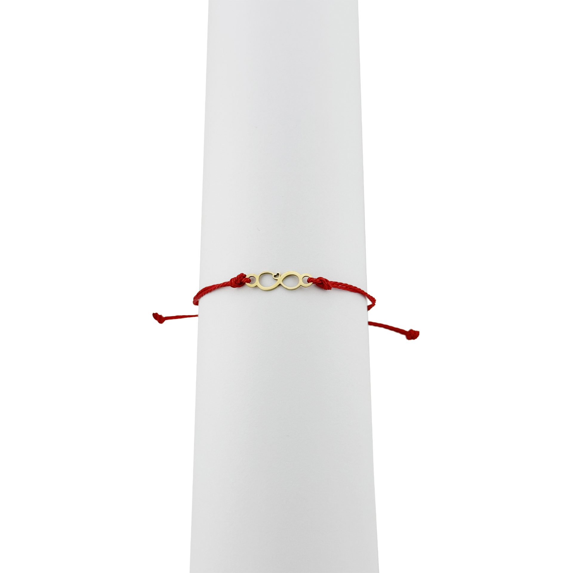 Bratara Martisor pentru Dama, Jolie, Model Infinit, Set 12 bucati, Pandativ din Inox Auriu, Snur Ajustabil Impletit, Rosu 3