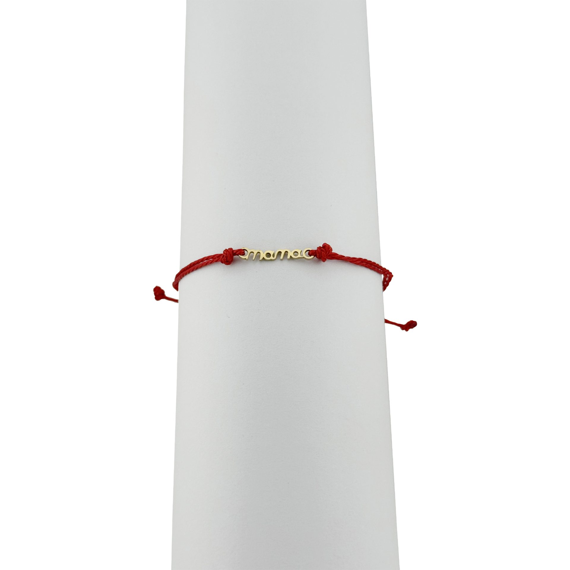 Bratara Martisor pentru Dama, Jolie, Model Mama, Set 12 bucati, Pandativ din Inox Auriu, Snur Ajustabil Impletit, Rosu 3