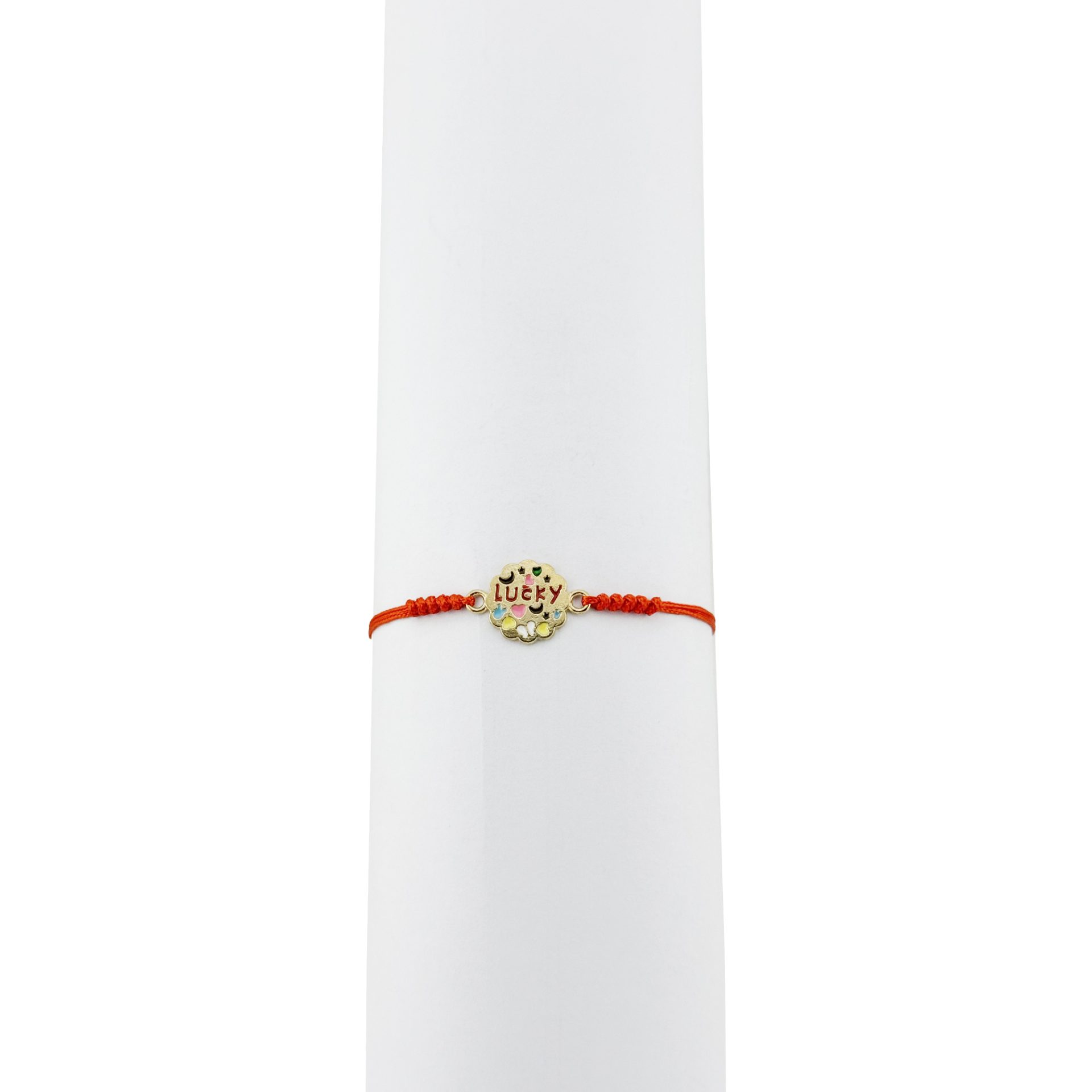 Bratara Martisor pentru Dama, Jolie, Model Lucky, Set 12 bucati, Pandativ din Inox Auriu, Snur Ajustabil Impletit, Rosu 3