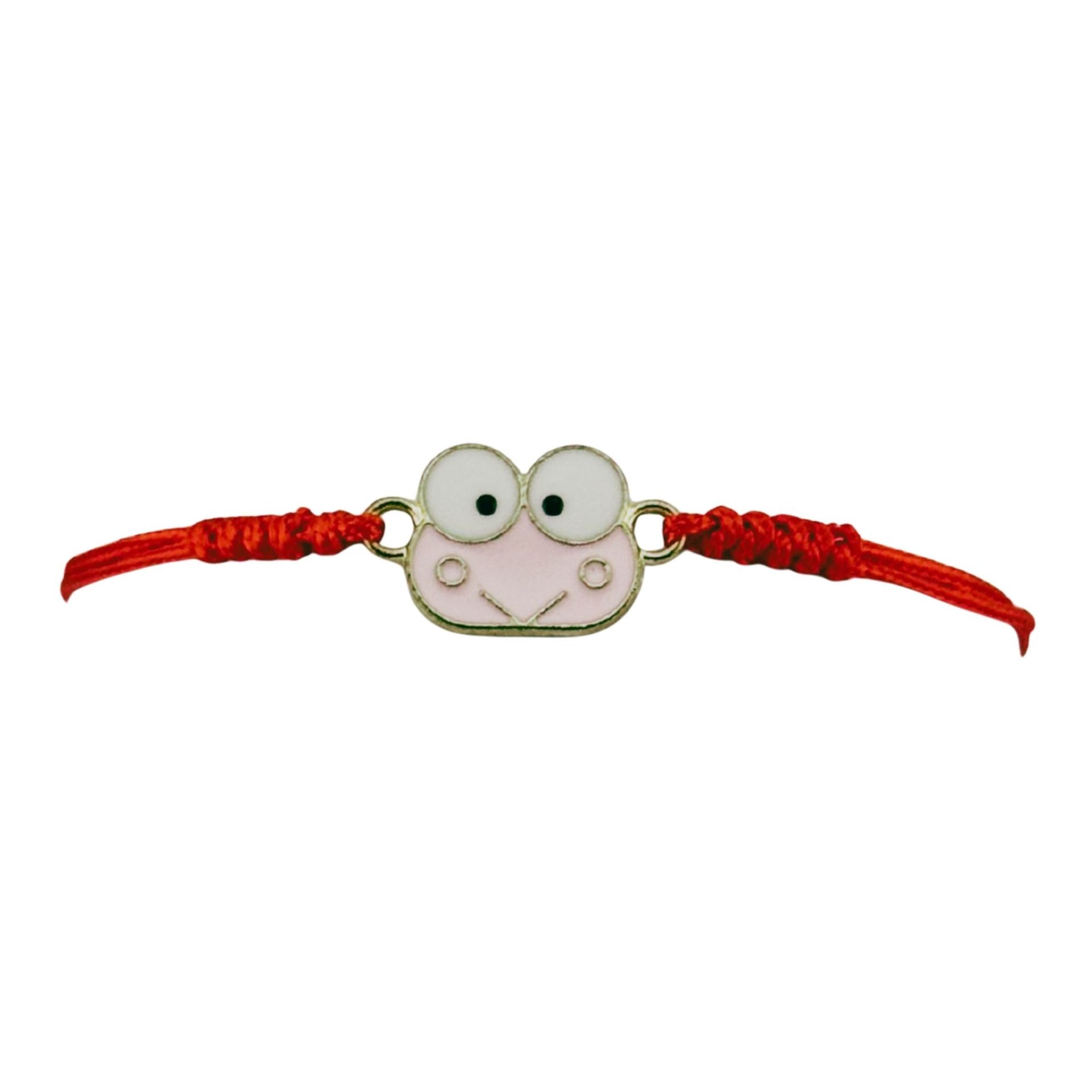 Martisor Bratara pentru Dama si Copii, Jolie, Model Broscuta Vesela, Set 12 bucati, Pandantiv Emailat, Snur Reglabil, Rosu/Roz 2