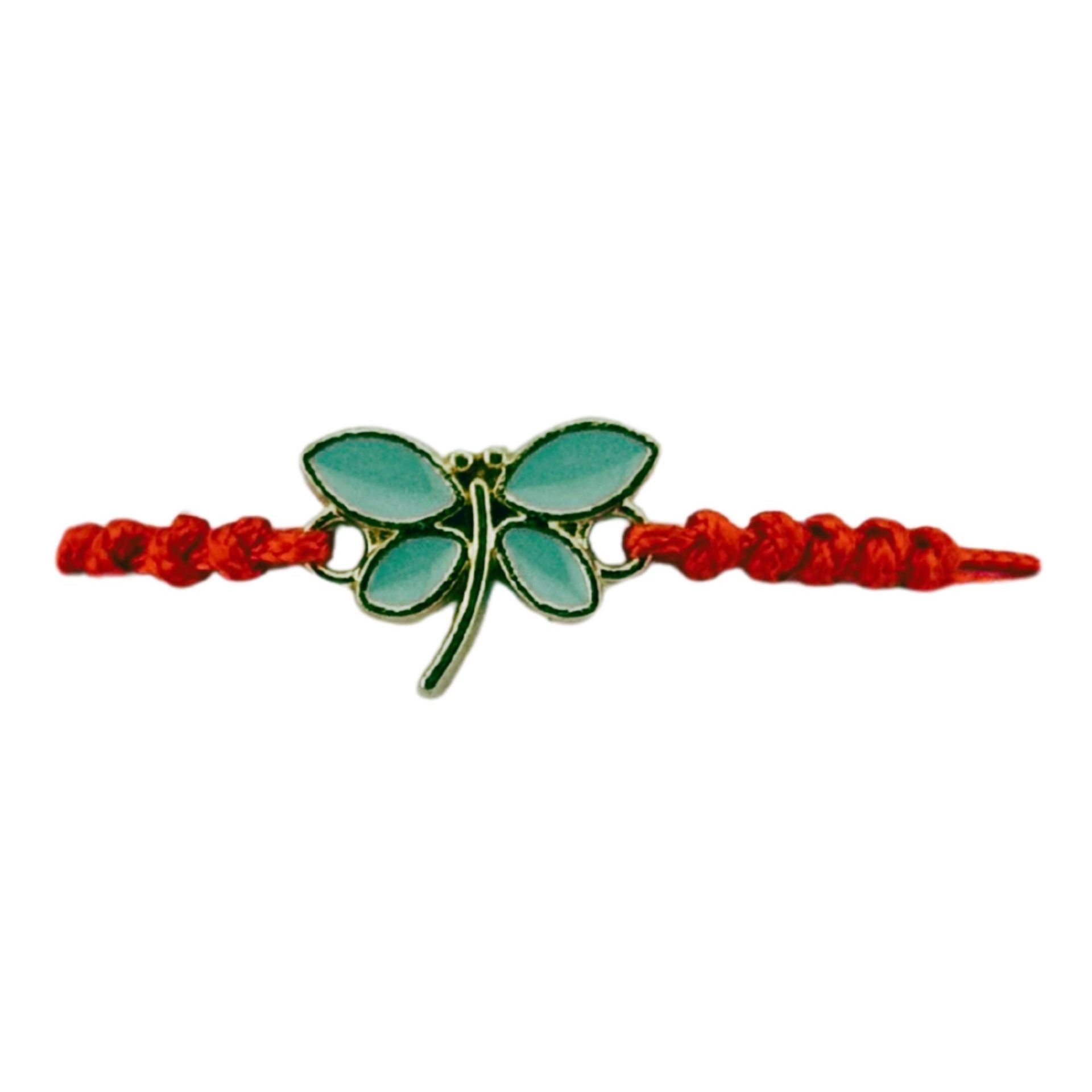 Martisor Bratara pentru Dama si Copii, Jolie, Model Libelula, Set 12 bucati, Pandantiv Emailat, Snur Reglabil, Rosu 2