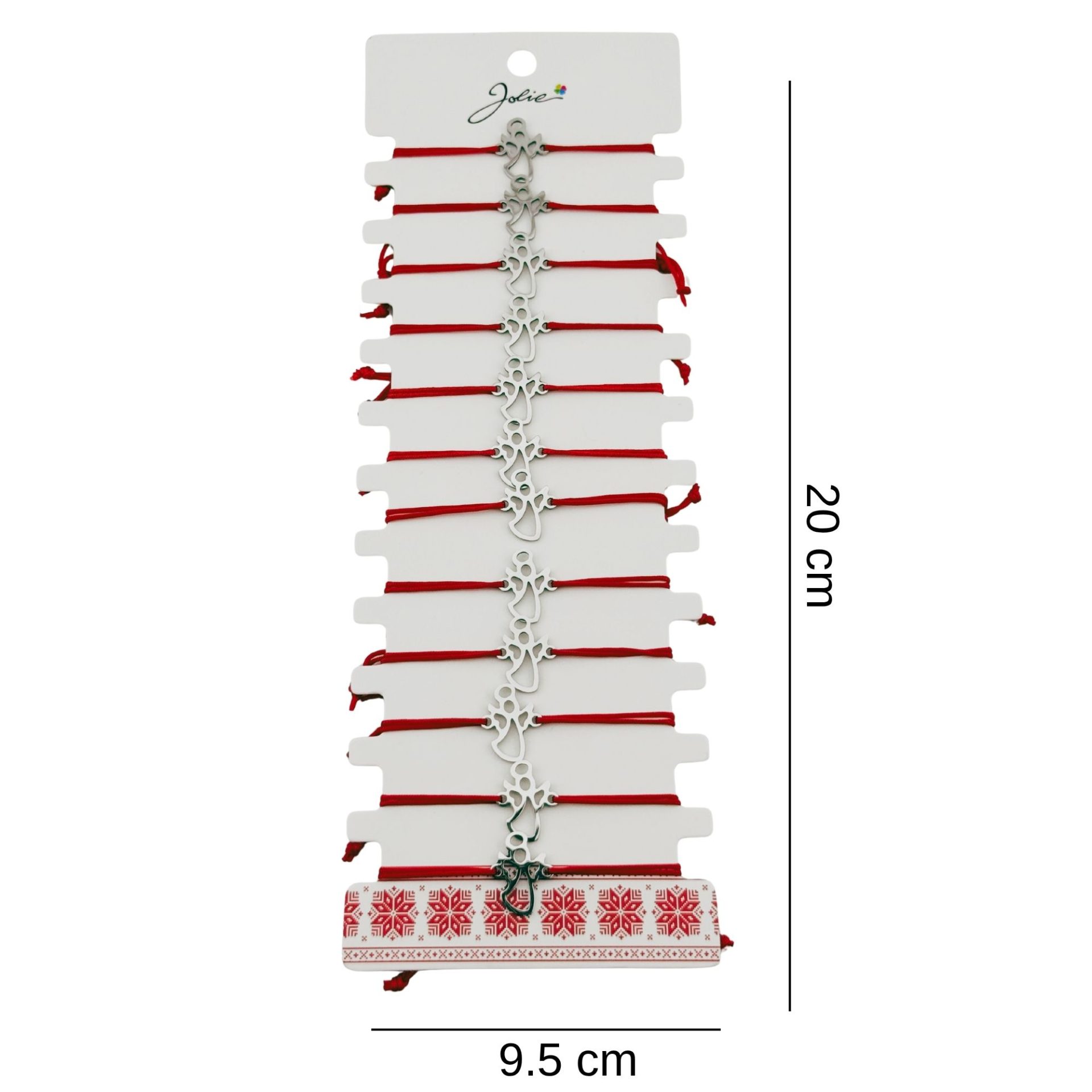 Bratara Martisor pentru Dama, Jolie, Model Inger, Set 12 bucati, Pandativ Argintiu din Inox cu Snur Rosu Ajustabil 2