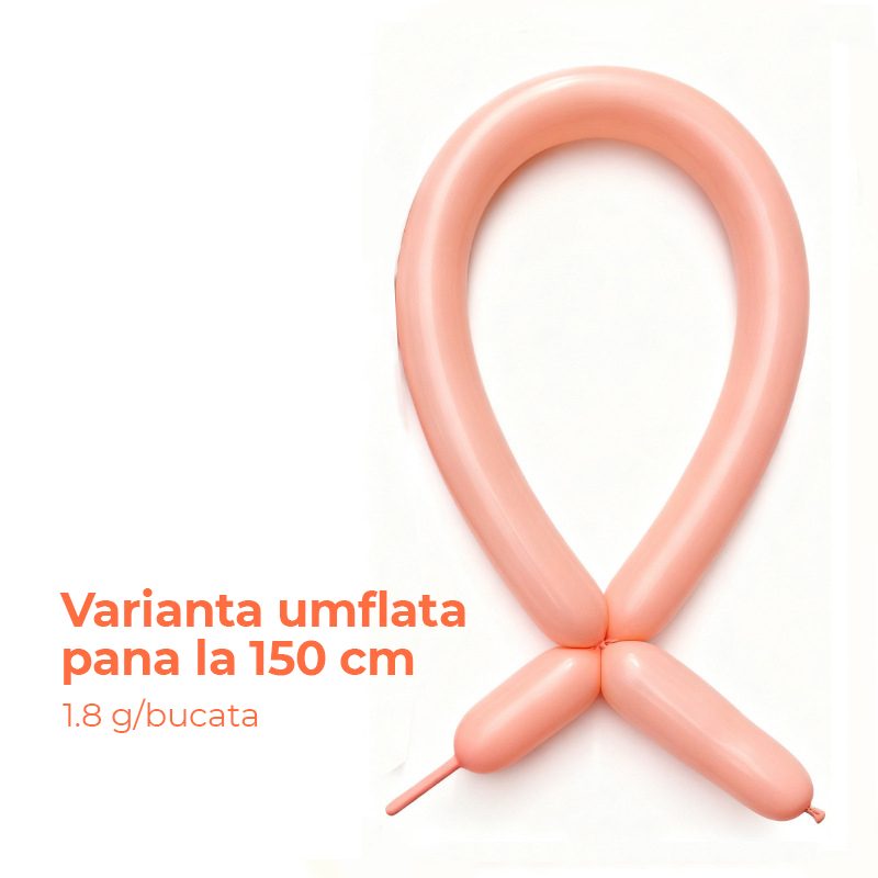 Baloane de Modelaj, Flippy, Set 50 bucati, Model Standard, din Latex, 30 x 1.5 cm, 1.8 g per unitate, pana la 150 cm, Portocaliu