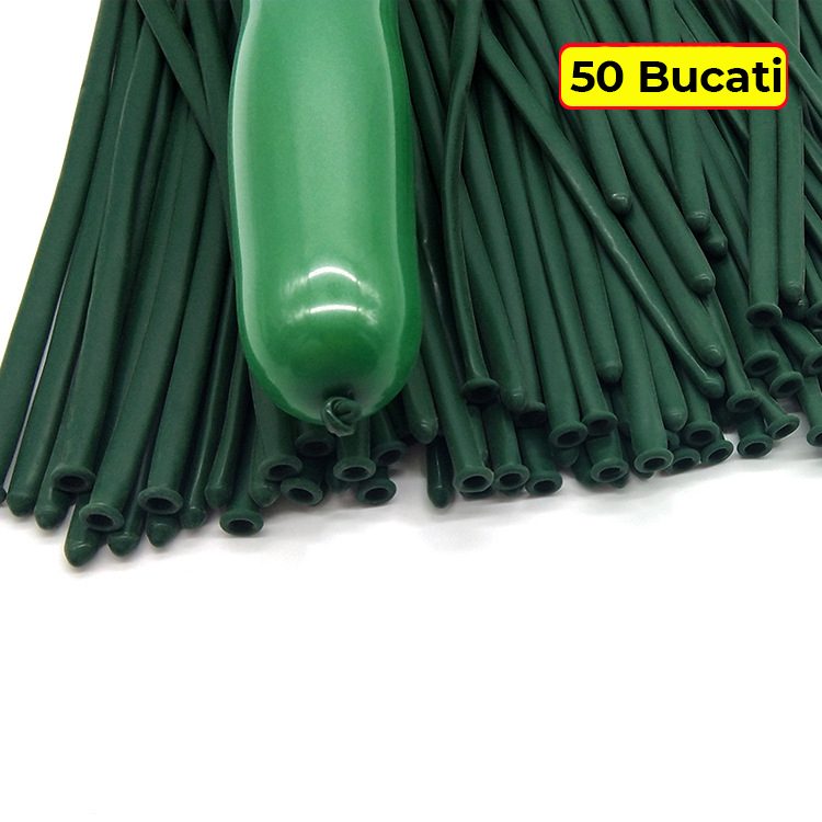 Baloane de Modelaj, Flippy, Set 50 bucati, Model Standard, din Latex, 30 x 1.5 cm, 1.8 g per unitate, pana la 150 cm, Verde