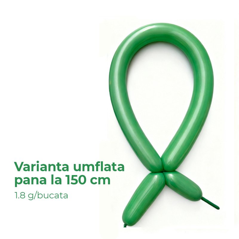 Baloane de Modelaj, Flippy, Set 50 bucati, Model Standard, din Latex, 30 x 1.5 cm, 1.8 g per unitate, pana la 150 cm, Verde
