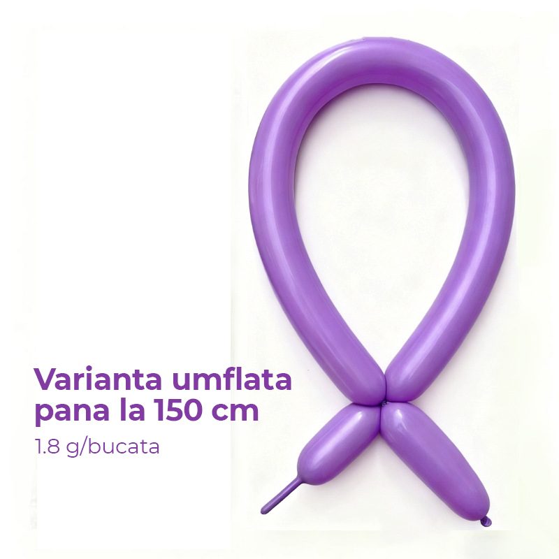 Baloane de Modelaj, Flippy, Set 50 bucati, Model Standard, din Latex, 30 x 1.5 cm, 1.8 g per unitate, pana la 150 cm, Mov