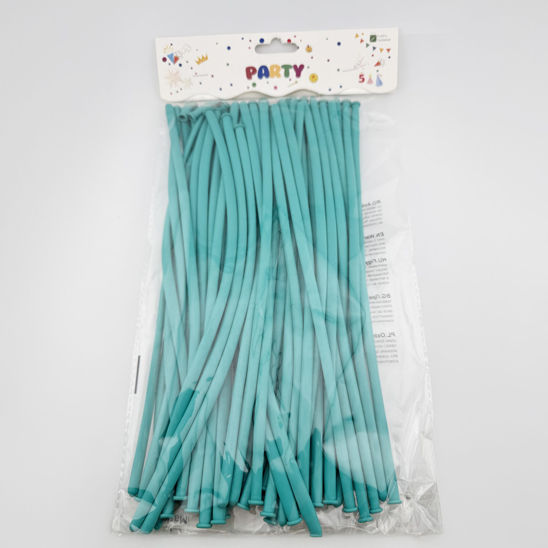 Baloane de Modelaj, Flippy, Set 50 bucati, Model Standard, din Latex, 30 x 1.5 cm, 1.8 g per unitate, pana la 150 cm, Albastru Tiffany