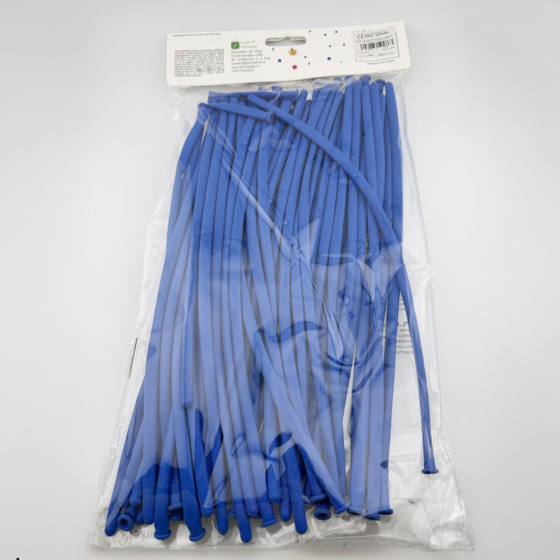 Baloane de Modelaj, Flippy, Set 50 bucati, Model Standard, din Latex, 30 x 1.5 cm, 1.8 g per unitate, pana la 150 cm, Albastru