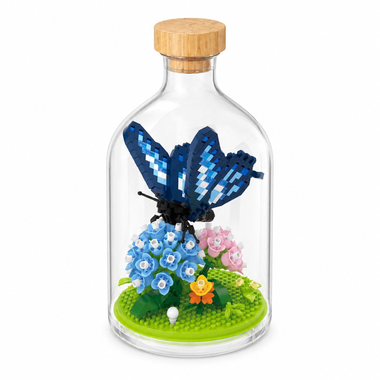 Set de Construit in Sticla, , 365 Piese, din Plastic, +14 Ani, 10 x 19.6 cm, Model Fluture Albastru, Flori Multicolore 1