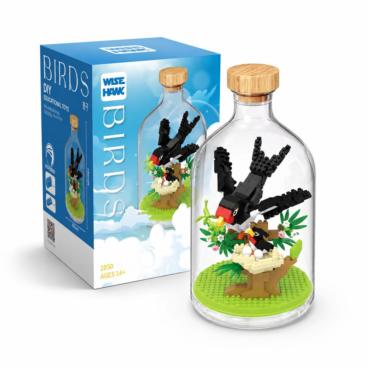 Set de Construit in Sticla, , 365 Piese, din Plastic, +14 Ani, 10 x 19.6 cm, Model Randunica, Multicolor 3