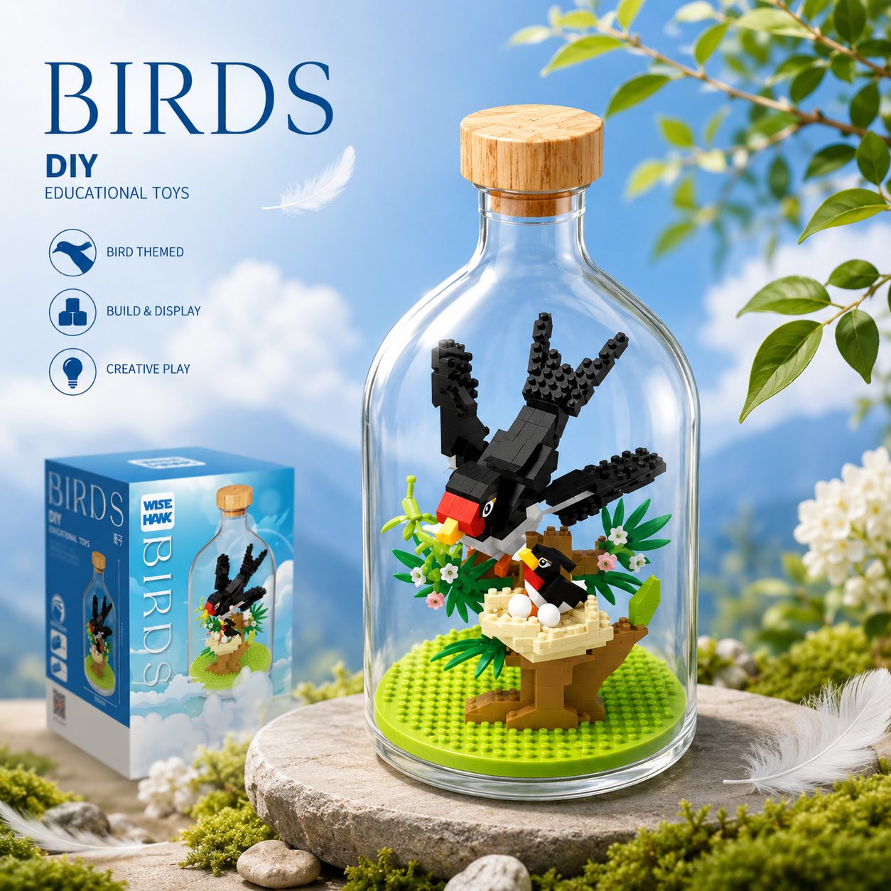 Set de Construit in Sticla, , 365 Piese, din Plastic, +14 Ani, 10 x 19.6 cm, Model Randunica, Multicolor 1