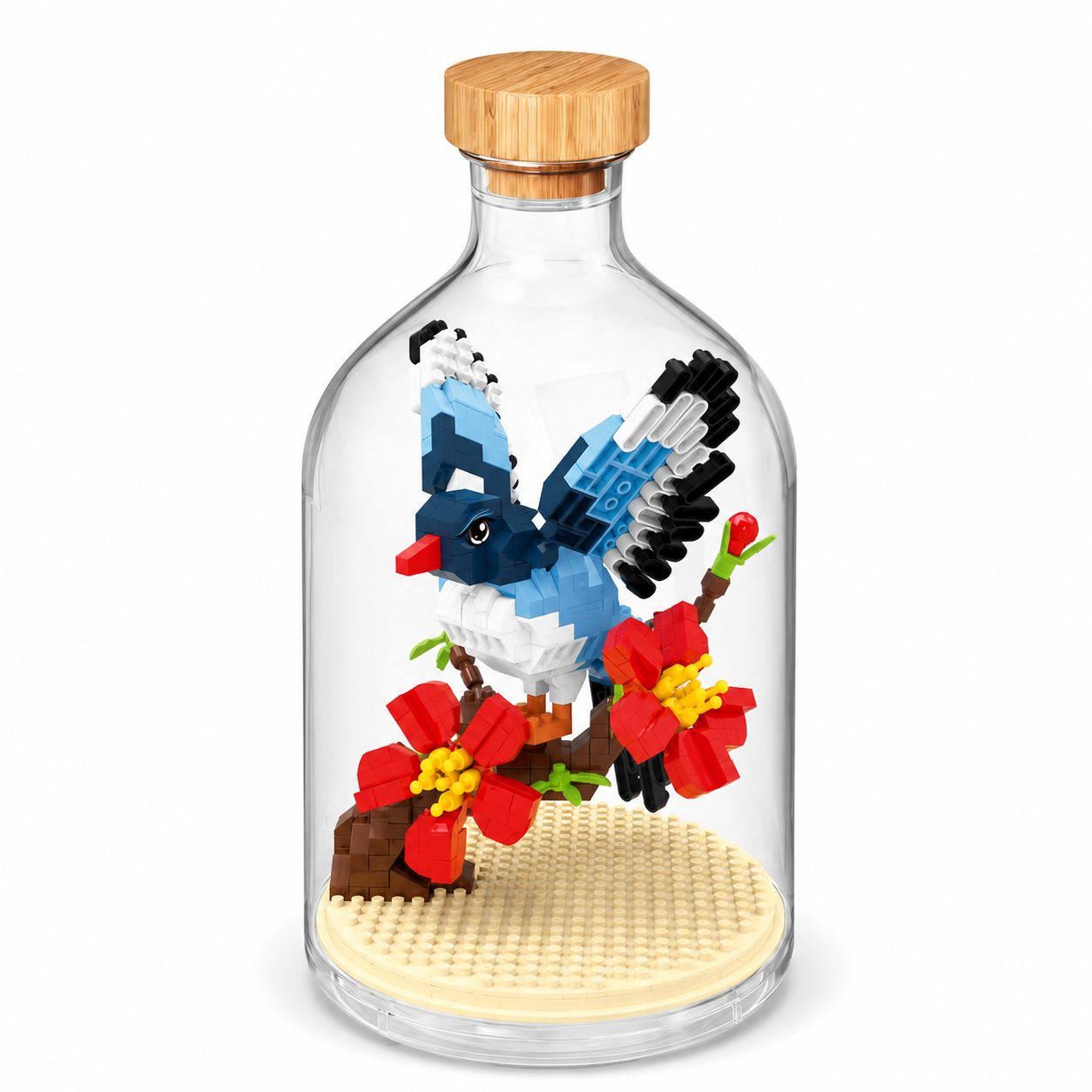 Set de Construit in Sticla, , 489 Piese, din Plastic, +14 Ani, 10 x 19.6 cm, Model Pasare Albastra, Multicolor 2