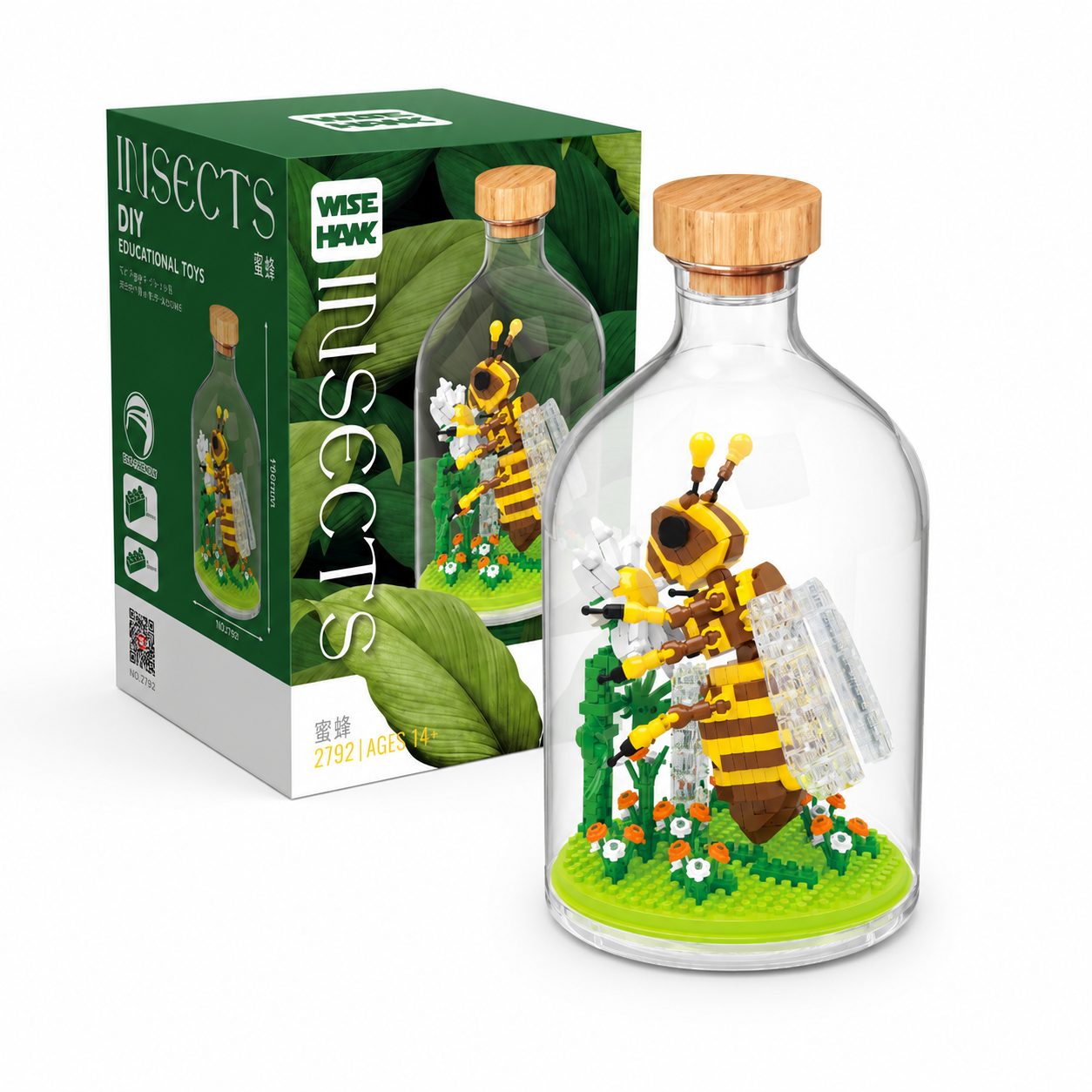 Set de Construit in Sticla, , 486 Piese, din Plastic, +14 Ani, 10 x 19.6 cm, Model Albina, Multicolor 3