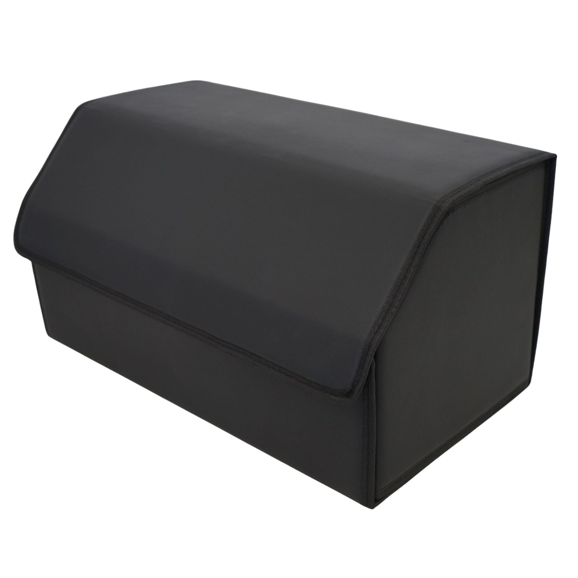 Cutie de Depozitare Auto, Flippy, Geanta Multifunctionala  din Piele Ecologica, Organizator Premium Portbagaj, 2 Compartimente Depozitare, Pliabil  si Rezistent la Uzura, Negru, 55 x 30 x 30cm