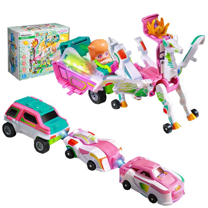 Jucarie Transformer Magnetica 3 in 1 Mars Deer Cosmic Planet Pegasus Inaripat Roz