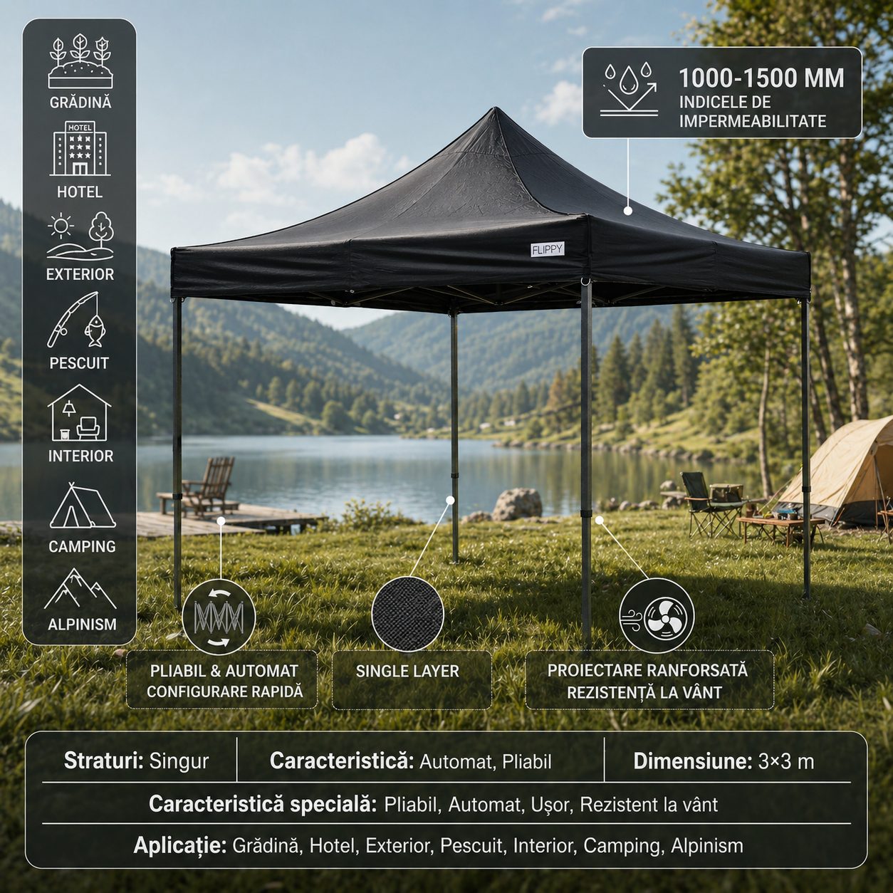 Detaliu Cadru Metal Ranforsat Pavilion Flippy