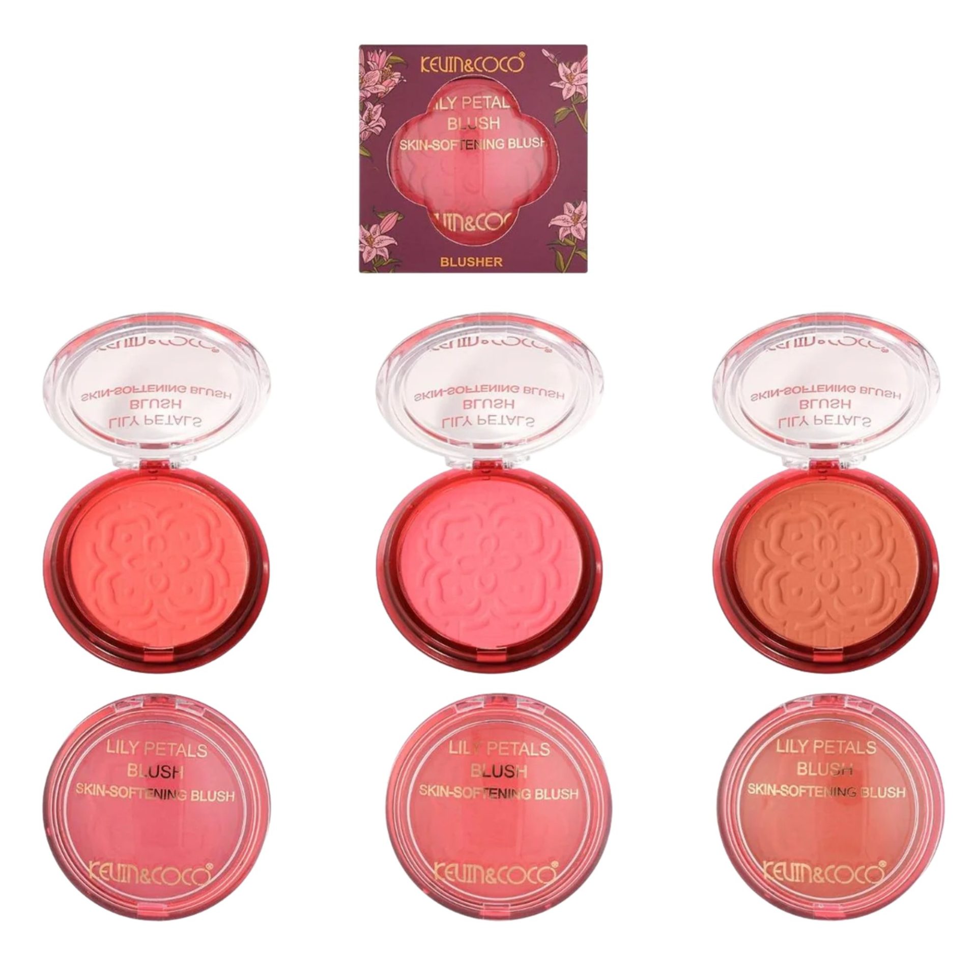 Fard de Obraz, Kevin&Coco, Blush Compact, Textura Fina, Pentru Toate Tipurile de Ten , 9.3 g, 7.5 x 7.5 x 2.1 cm, Model Fantasy, Roz/Apricot 2