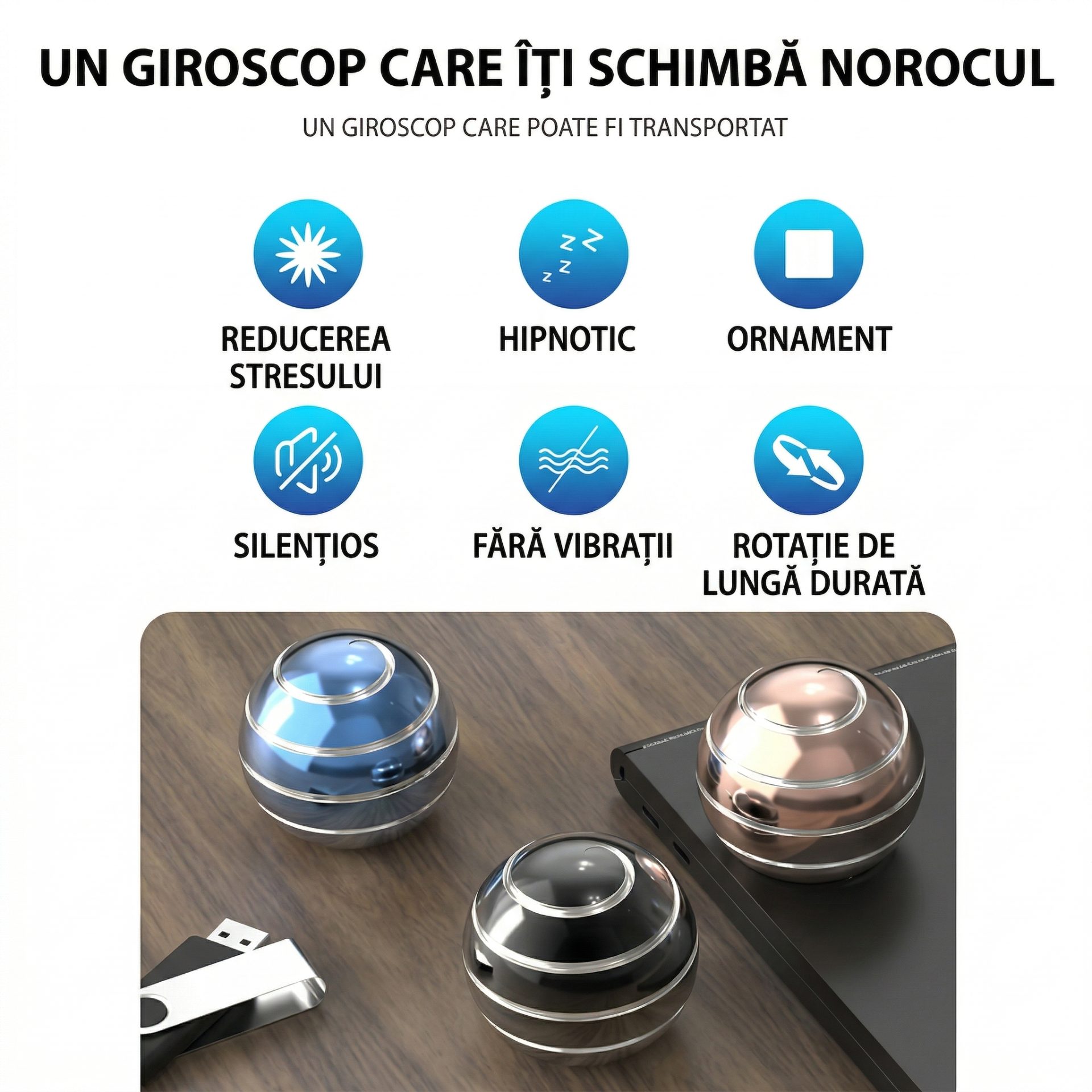 Sfera Fidget Spinner metalic din unghi diferit