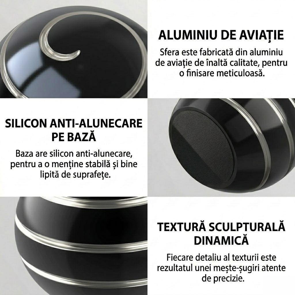 Detaliu Sfera Fidget Spinner Metalic