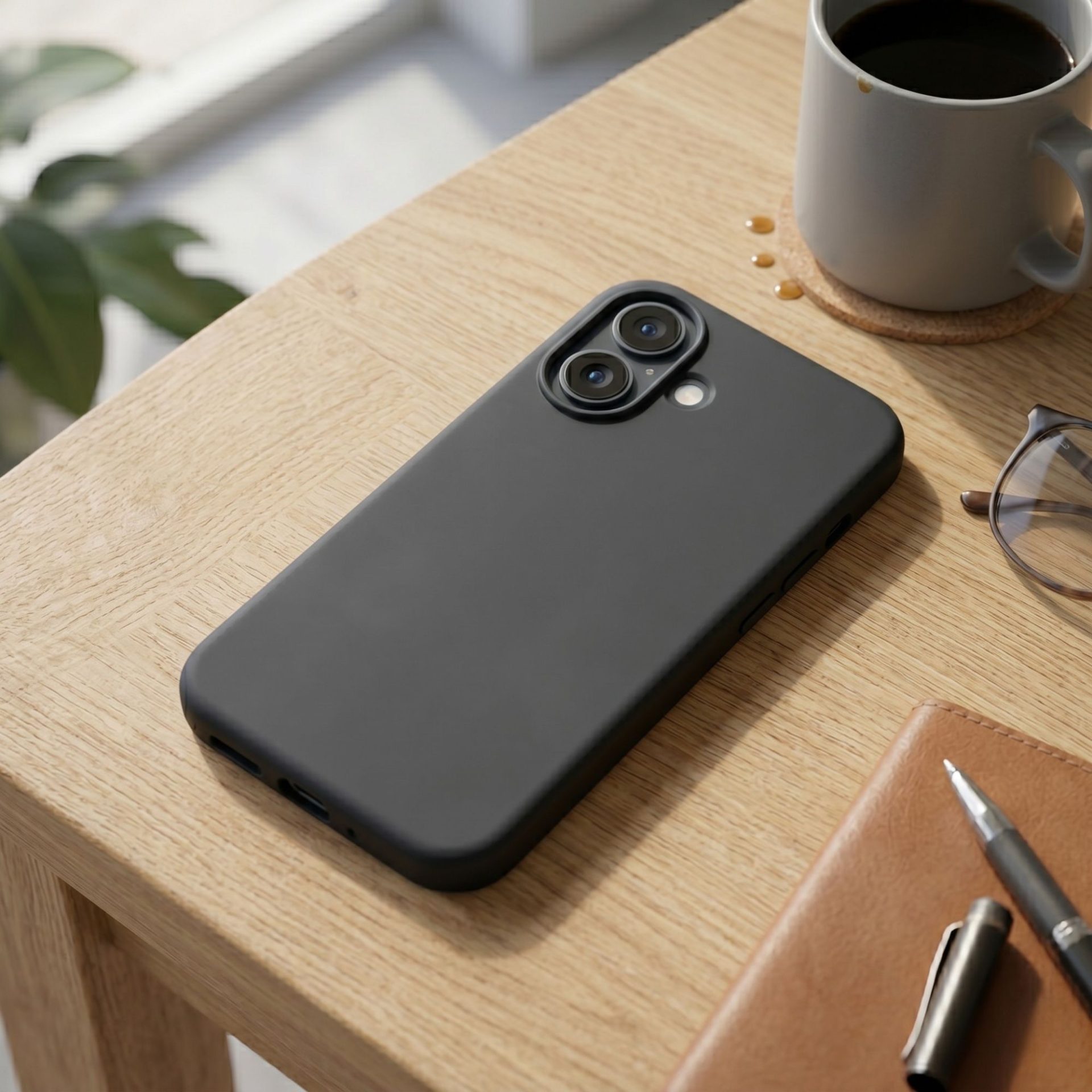 Husa de Protectie Telefon, , Compatibila cu iPhone 17 , Silicon Premium Antisoc, Protectie Completa 360, Design Modern, Anti-Zgirieturi, Interior Microfibra, Negru 3