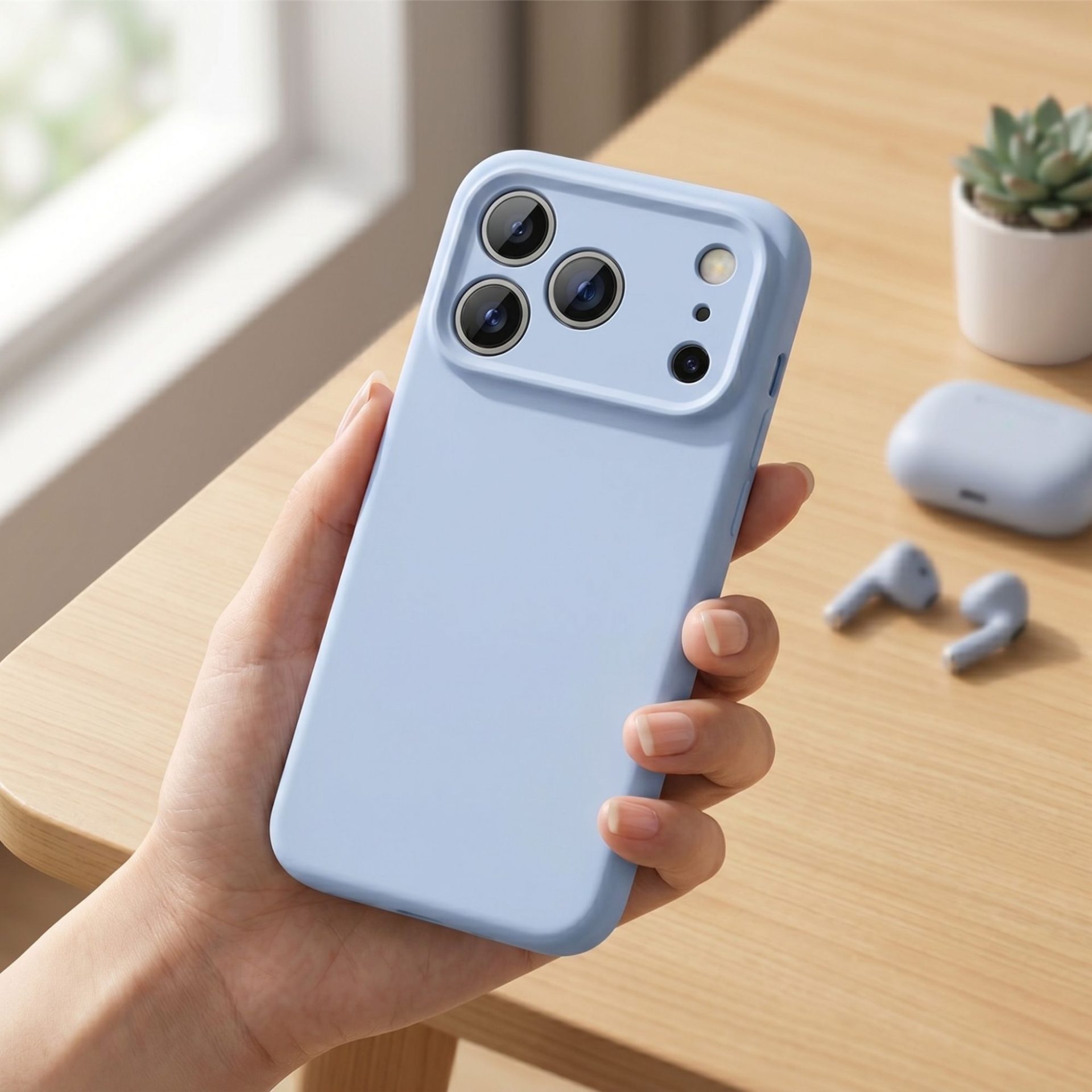 Husa de Protectie Telefon, , Compatibila cu iPhone 17 Pro, Silicon Premium Antisoc, Protectie Completa 360, Design Modern, Anti-Zgirieturi, Interior Microfibra, Albastru 2