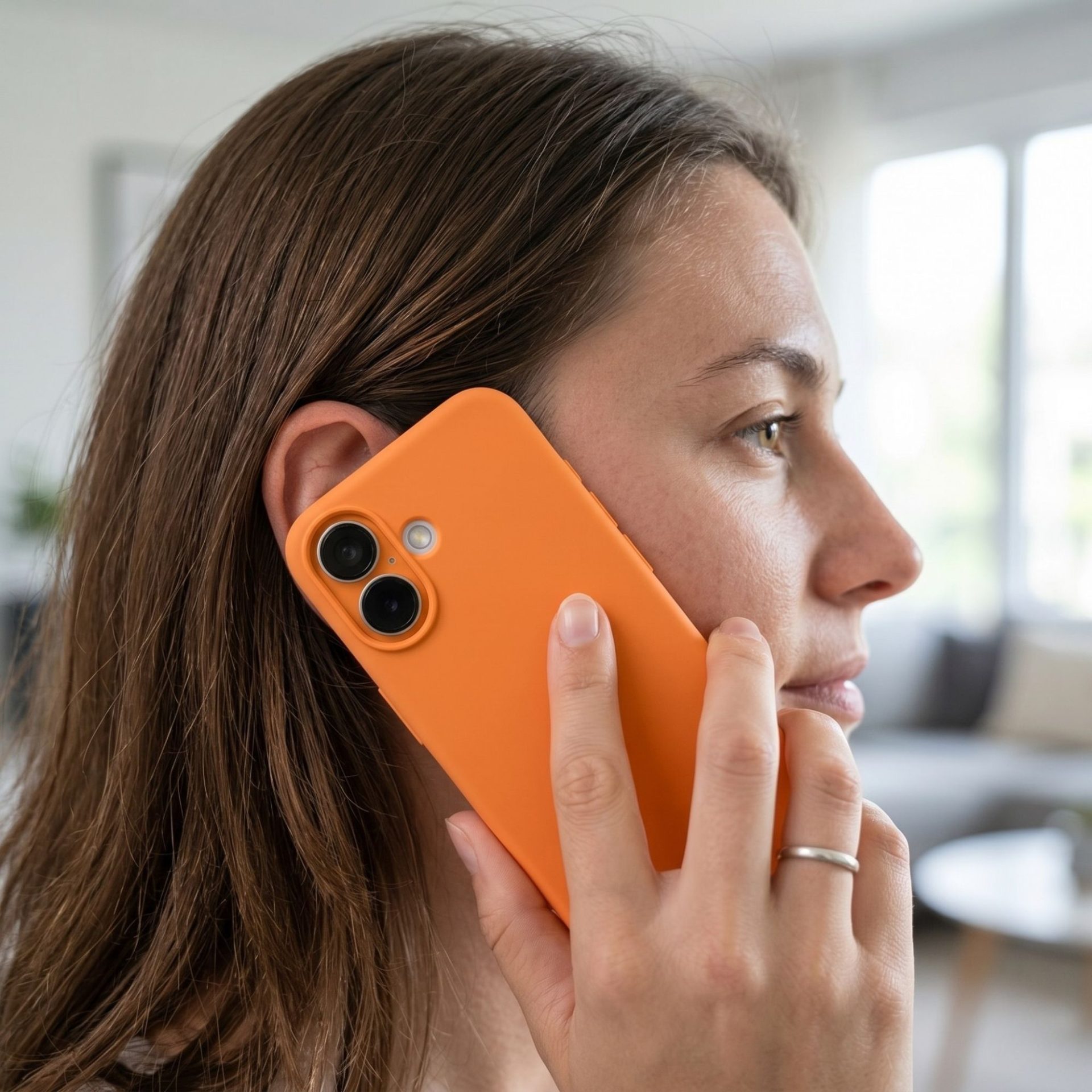 Husa de Protectie Telefon, , Compatibila cu iPhone 17, Silicon Premium Antisoc, Protectie Completa 360, Design Modern, Anti-Zgirieturi, Interior Microfibra, Portocaliu 3