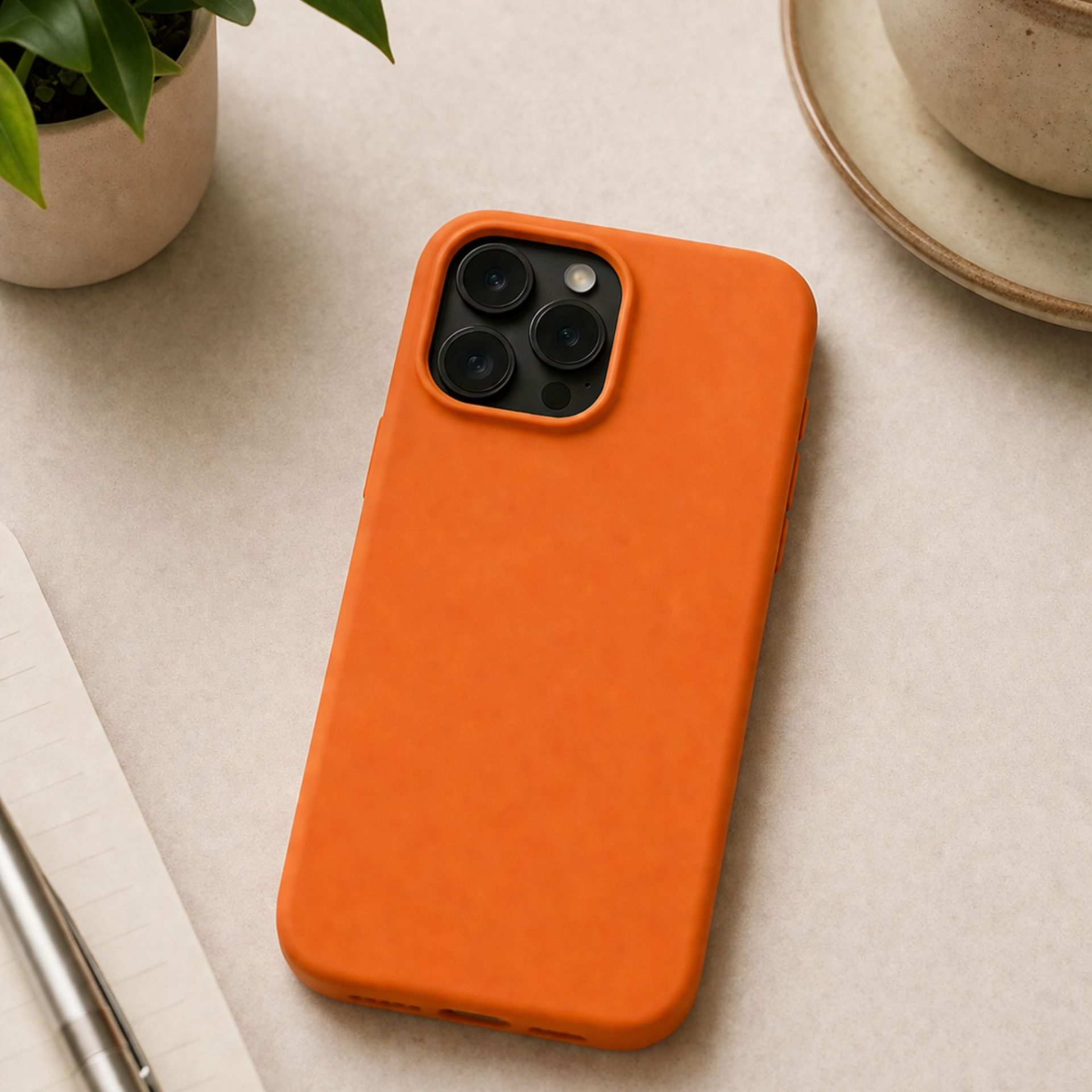 Husa de Protectie Telefon, , Compatibila cu iPhone 16 Pro Max, Silicon Premium Antisoc, Anti-Zgirieturi, MagSafe, Acces Camera Control, Protectie 360, Interior Microfibra, Portocaliu 3