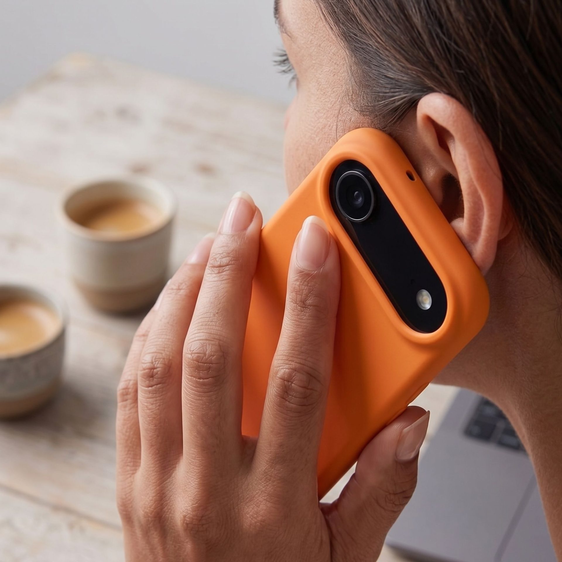 Husa de Protectie Telefon, , Compatibila cu iPhone 17 Air, Silicon Premium Antisoc, Protectie Completa 360, Design Modern, Anti-Zgirieturi, Interior Microfibra, Portocaliu 3