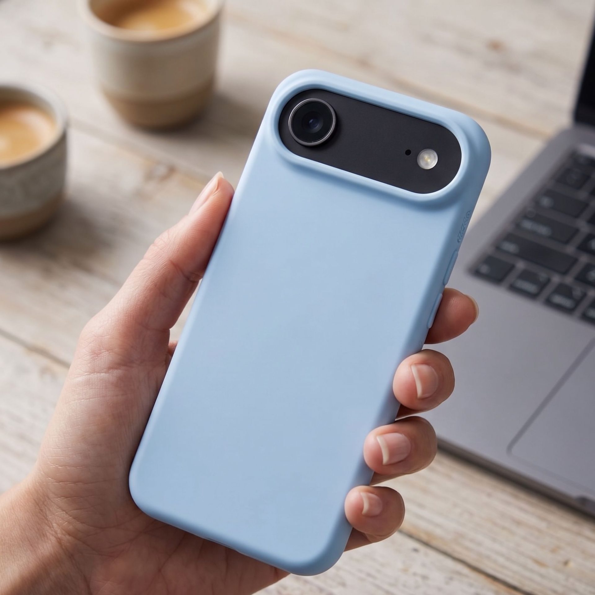 Husa de Protectie Telefon, , Compatibila cu iPhone 17 Air, Silicon Premium Antisoc, Protectie Completa 360, Design Modern, Anti-Zgirieturi, Interior Microfibra, Albastru 2