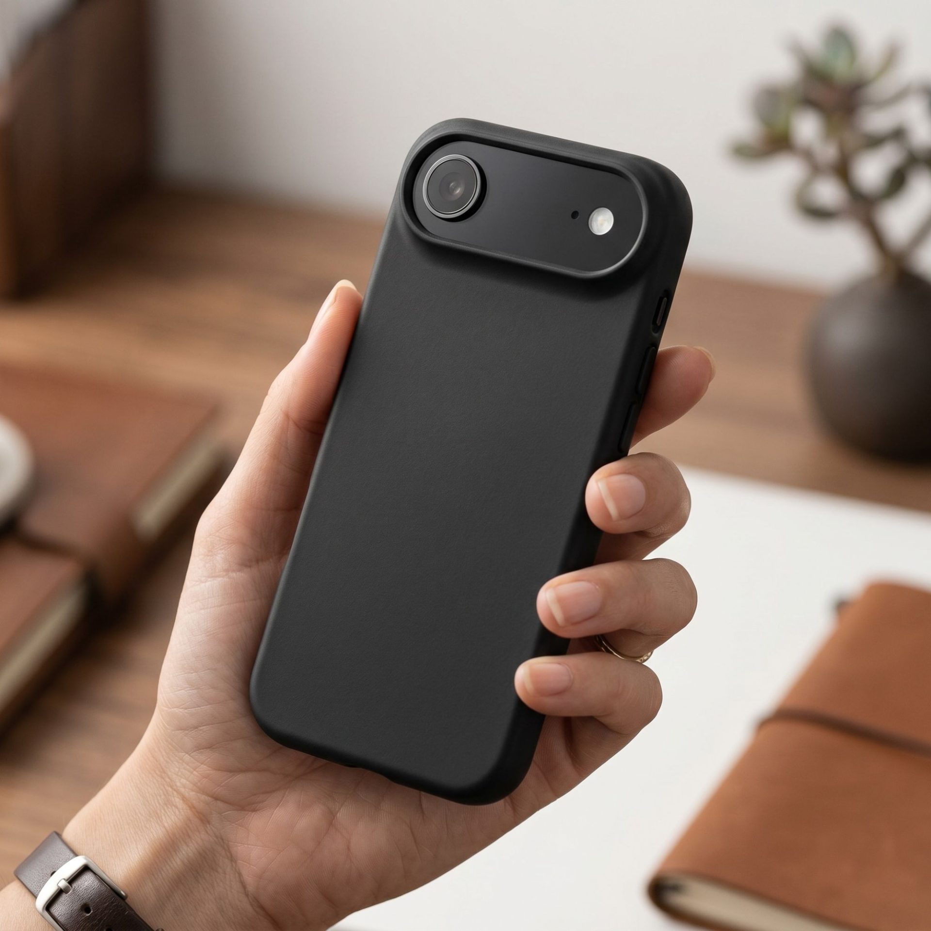 Husa de Protectie Telefon, , Compatibila cu iPhone 17 Air, Silicon Premium Antisoc, Protectie Completa 360, Design Modern, Anti-Zgirieturi, Interior Microfibra, Negru 2