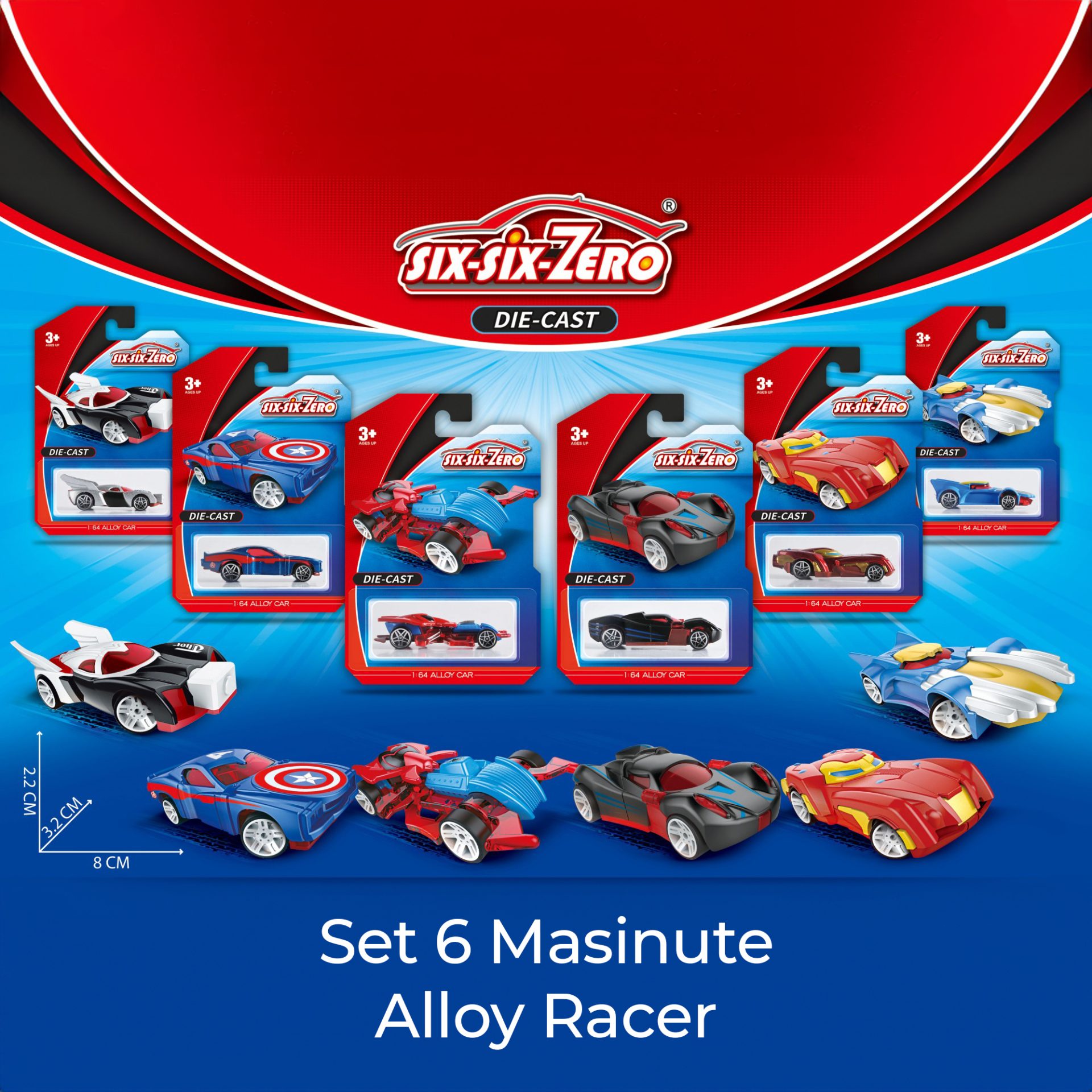 Set 6 Mașinuțe Sport Metalice Flippy S52 Alloy Race Cars