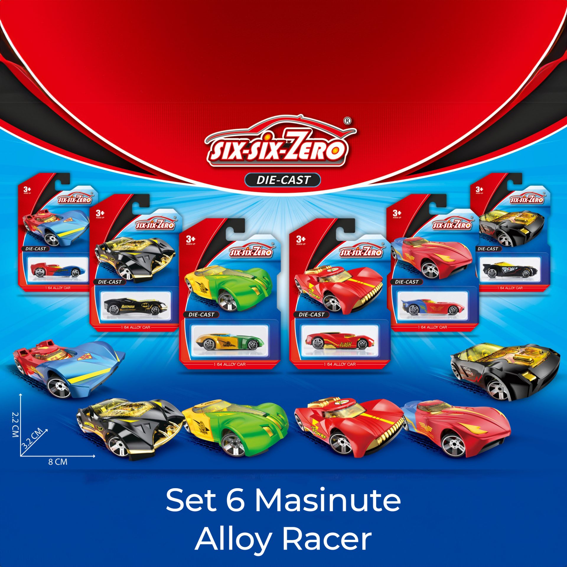 Set 6 masinute sport metalice Flippy S54 multicolor