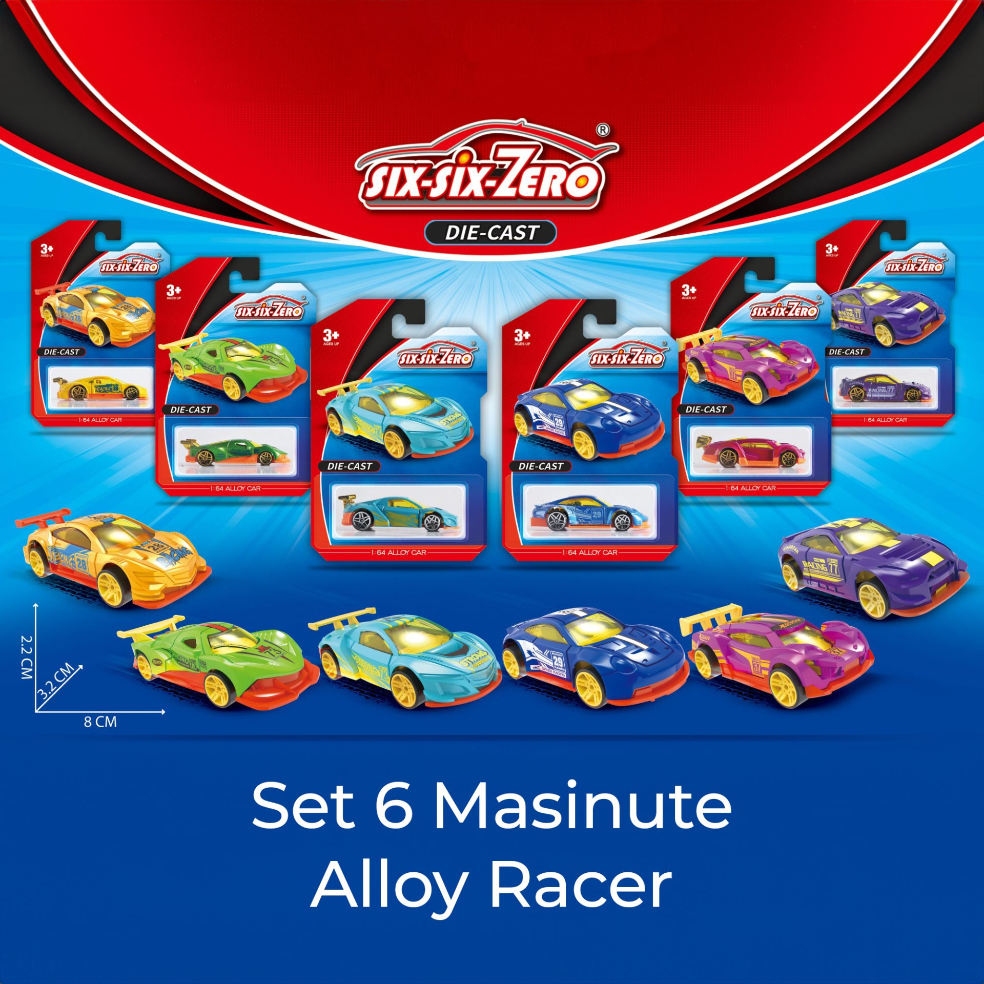 Set 6 mașinuțe sport metalice Flippy S55 multicolor