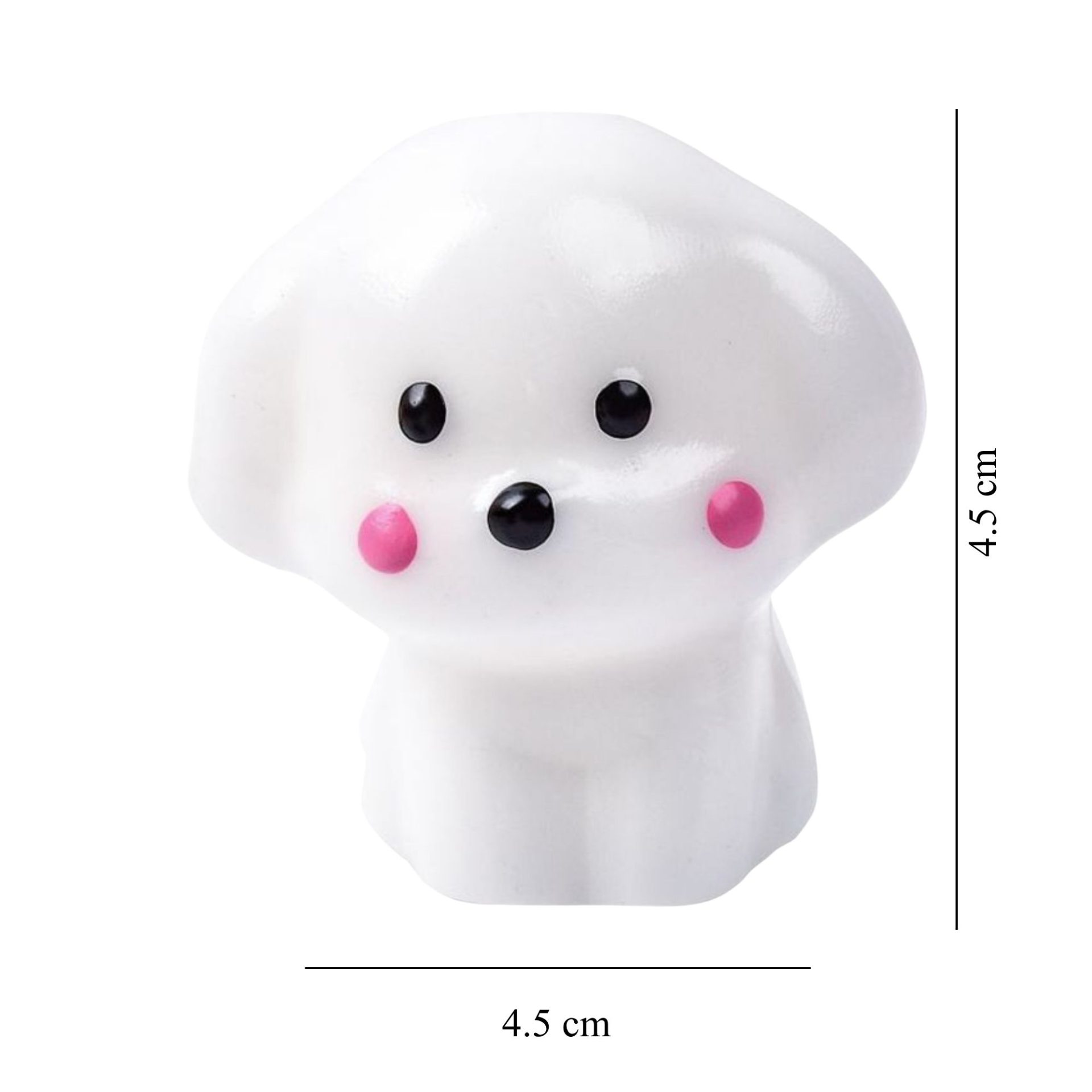Jucarie Interactiva Antistres pentru Copii, , Squishy Catelus Kawaii, Silicon Moale, 4.5 x 4.5 cm, Alb/Roz 2