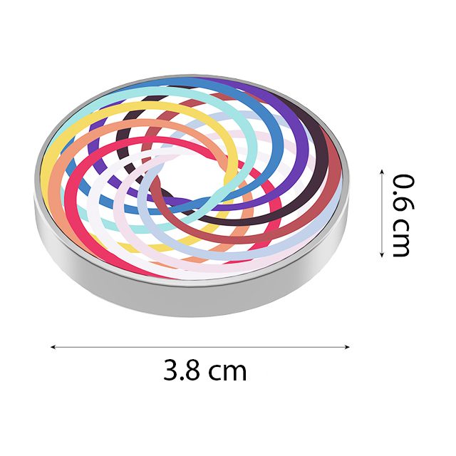 Spinner Giroscopic Metalic, , Jucarie Rotativa Anti-stres, Otel Inoxidabil, 3.8 x 0.6 cm, Efect Optic Spirala Hipnotica, Model Spirala Multicolor 3