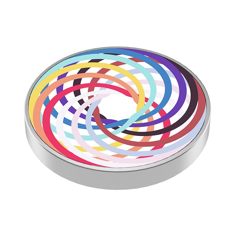 Spinner Giroscopic Metalic, , Jucarie Rotativa Anti-stres, Otel Inoxidabil, 3.8 x 0.6 cm, Efect Optic Spirala Hipnotica, Model Spirala Multicolor 1