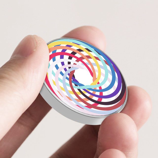 Spinner Giroscopic Metalic, , Jucarie Rotativa Anti-stres, Otel Inoxidabil, 3.8 x 0.6 cm, Efect Optic Spirala Hipnotica, Model Spirala Multicolor 5
