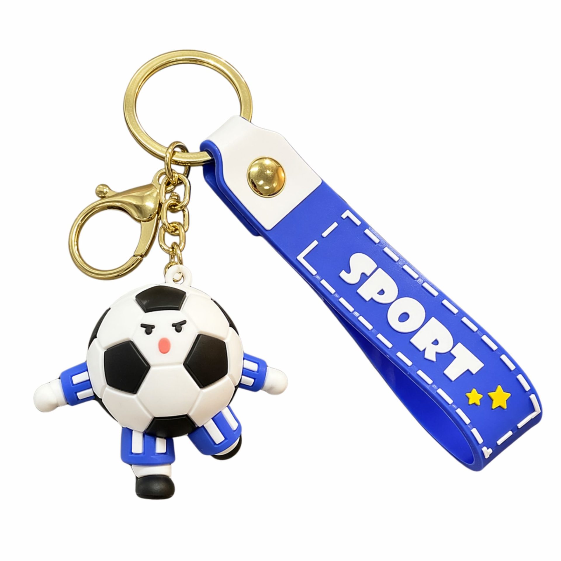 Breloc Chei, , Model Minge de Fotbal cu Casti, Cupa Mondiala, Accesoriu Pentru Chei si Rucsac, Material Acril, 50 g, Albastru 1