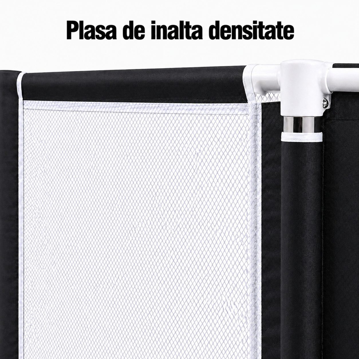 Tarc de Joaca pentru Copii cu Cos de Baschet, , Usa cu Fermoar, Plasa Laterala, Structura Stabila, Dimensiune 130x115x65 cm, Negru 5
