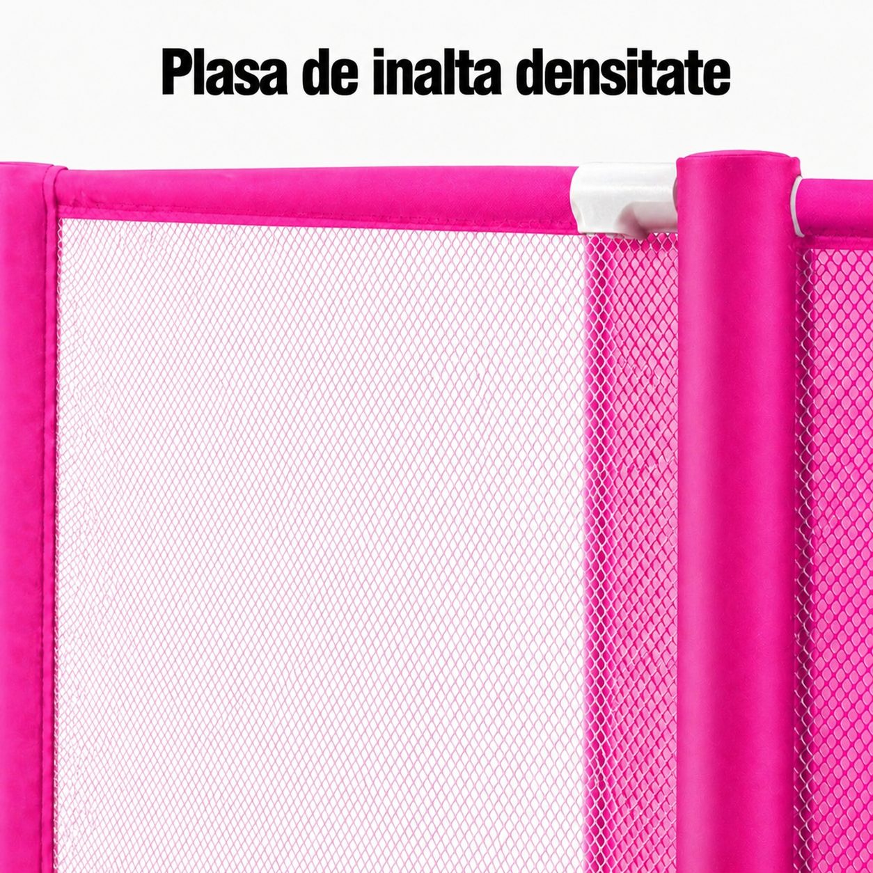 Tarc de Joaca pentru Copii cu Cos de Baschet, , Usa cu Fermoar, Plasa Laterala, Structura Stabila, Dimensiune 130x115x65 cm, Roz Inchis 3