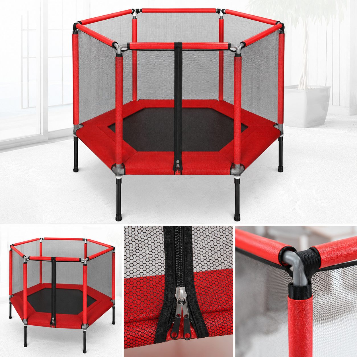 Trambulina de Gradina, Pentru Distractie Si Dezvoltare Armonioasa ,, Dimensiuni 160*110 cm, Culoare Rosu 2