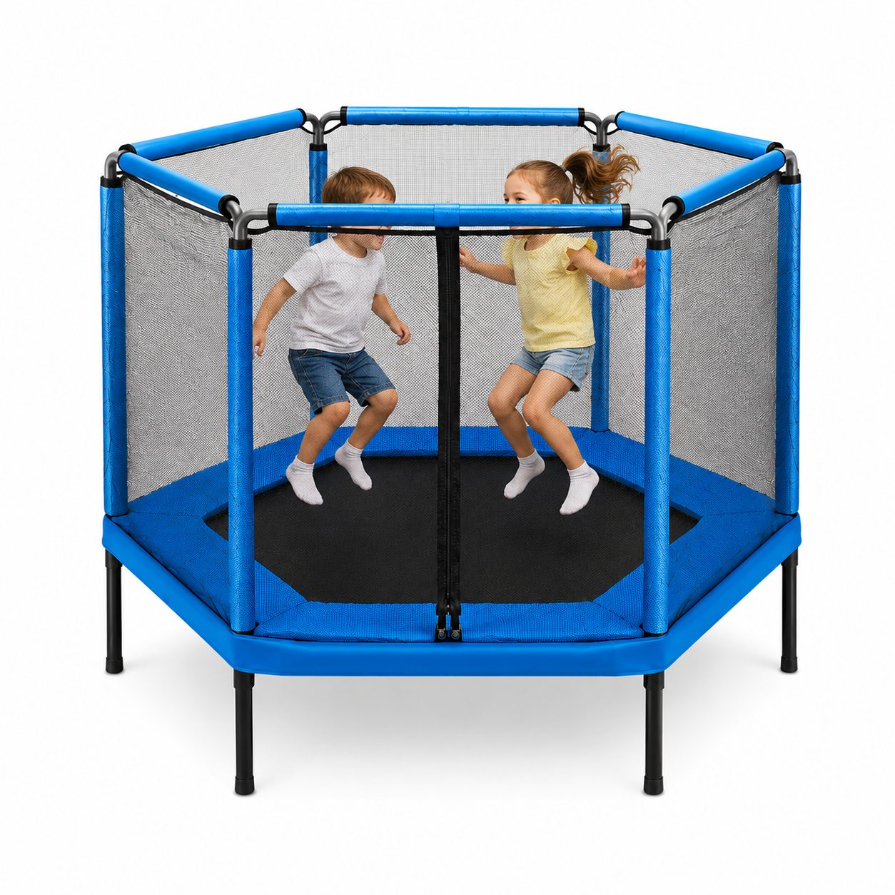 Trambulina De Gradina, Pentru Distractie Si Dezvoltare Armonioasa ,, Dimensiuni 160*110 cm, Culoare Albastru 4