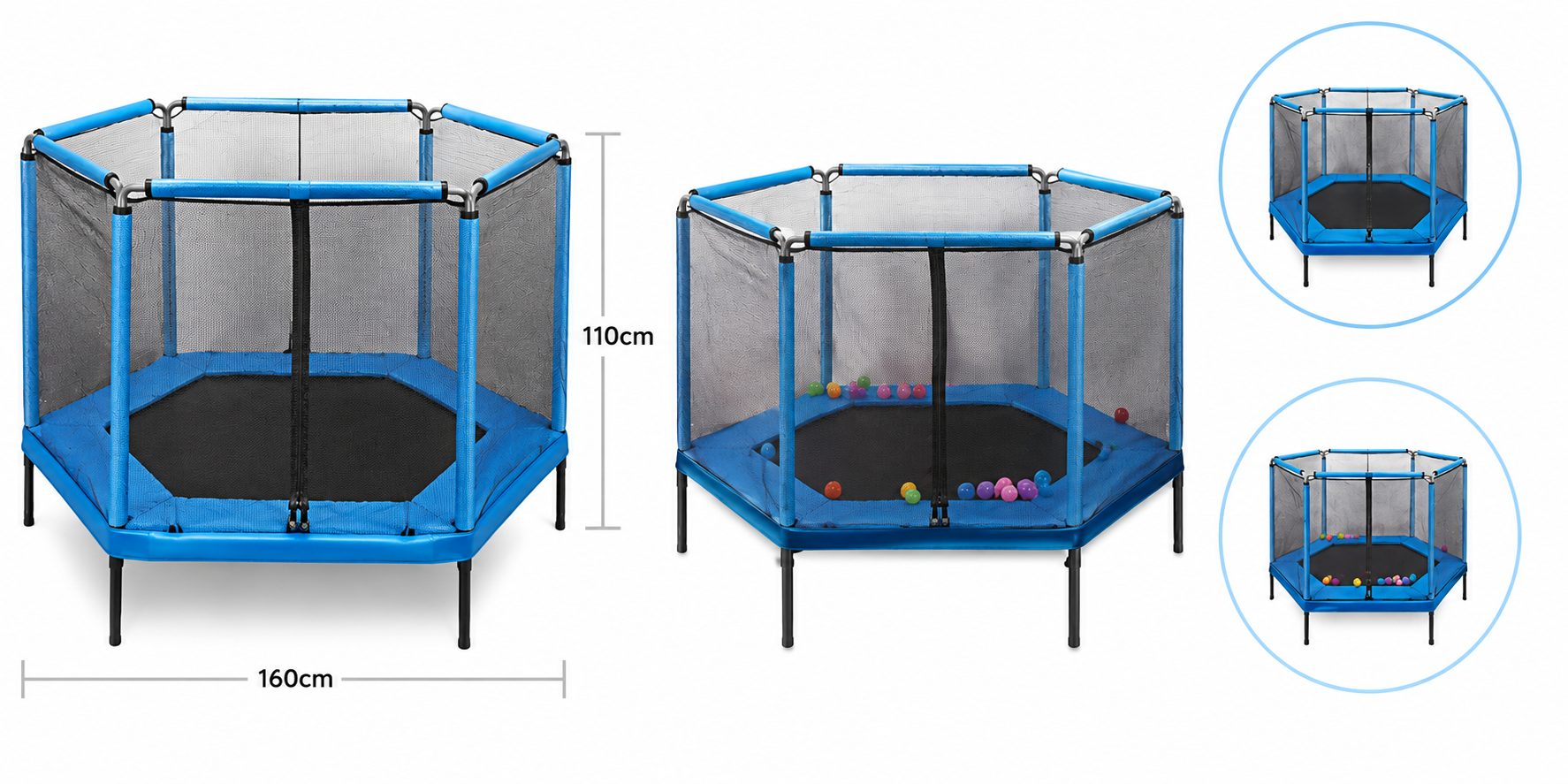 Trambulina De Gradina, Pentru Distractie Si Dezvoltare Armonioasa ,, Dimensiuni 160*110 cm, Culoare Albastru 2