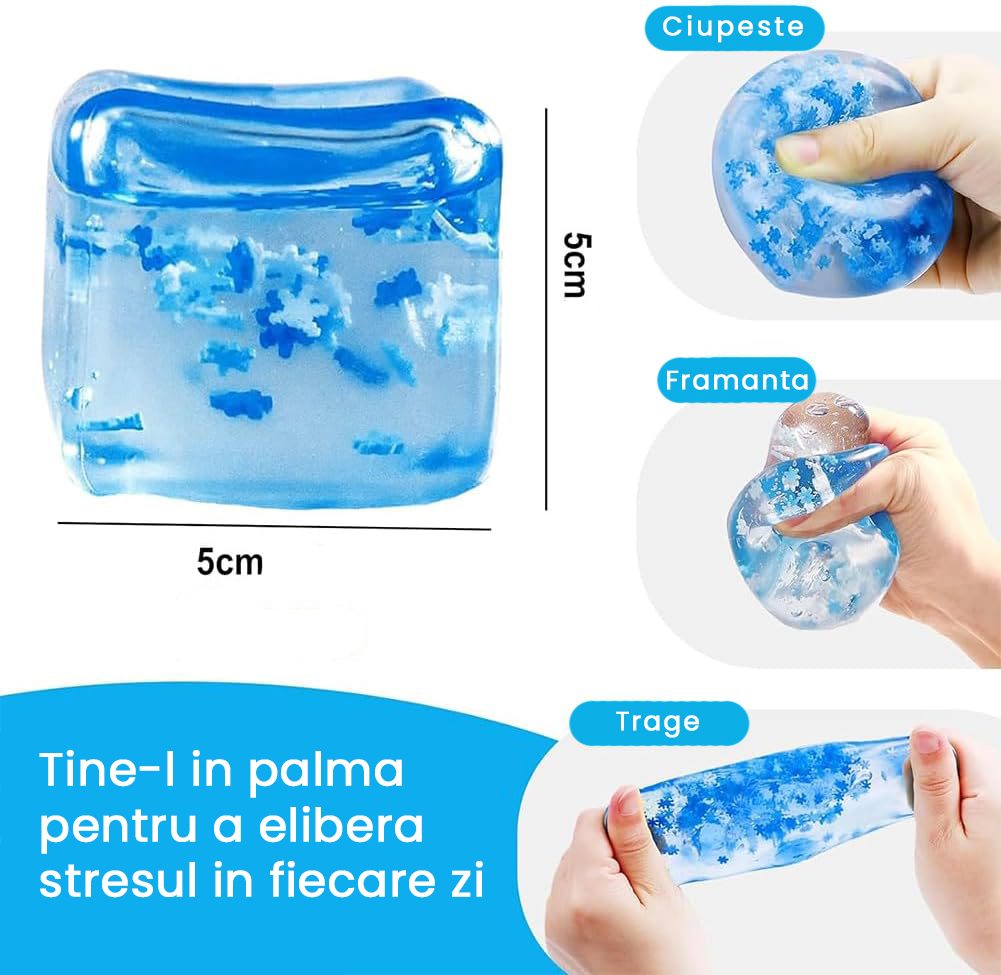 Detaliu cub fidget 3D albastru cu fulgi de ghea??