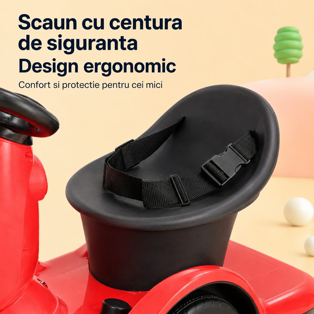 Masinuta Electrica pentru Copii, , Model Kart cu Rotire 360°, Telecomanda, Baterie Mare, pentru Baieti si Fete, Rosu 5