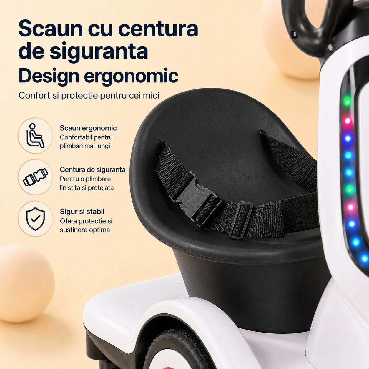 Masinuta Electrica pentru Copii, Flippy, Model Kart cu Rotire 360°, Telecomanda Inclusa, Baterie Mare, Multicolor